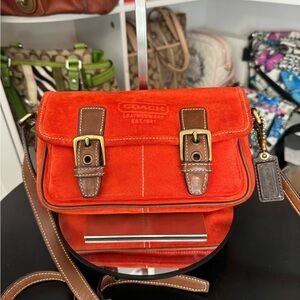 Coach Vintage Orange Suede Crossbody Bag